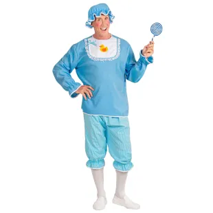 Déguisement de grand bébé bleu pour homme costume humoristique