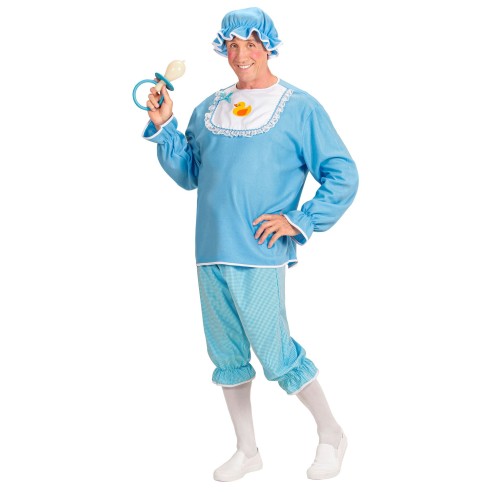 Déguisement de grand bébé bleu pour homme costume humoristique