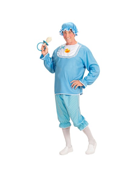 Déguisement de grand bébé bleu pour homme costume humoristique