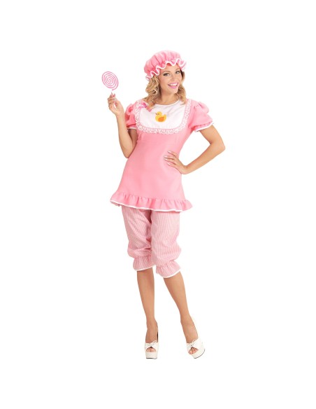 Déguisement de grand bébé rose pour femme costume humoristique
