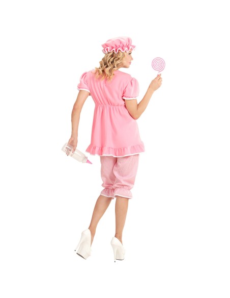 Déguisement de grand bébé rose pour femme costume humoristique