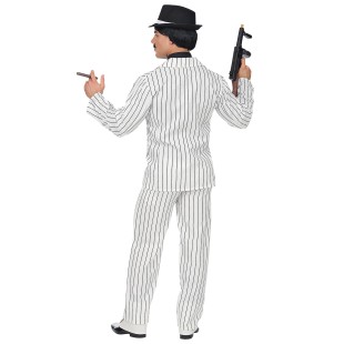 Déguisement costume de gangster blanc avec fines rayures noires 2