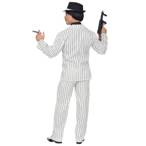 Déguisement costume de gangster blanc avec fines rayures noires