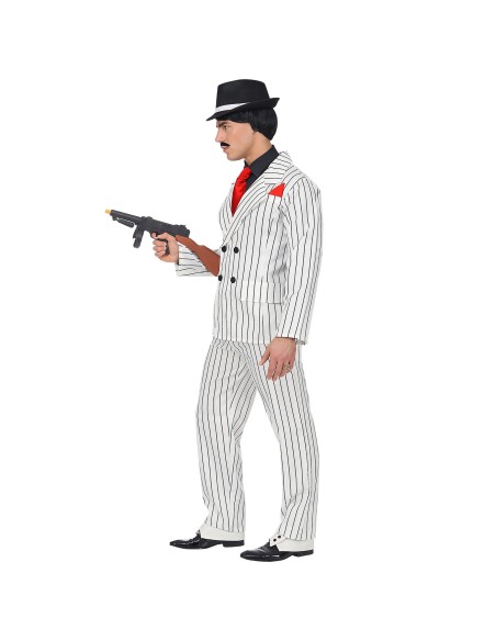 Déguisement costume de gangster blanc avec fines rayures noires