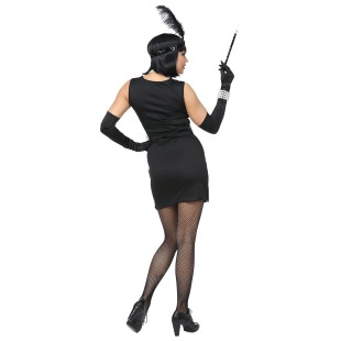Déguisement femme charleston noir avec bandeau à plume 2