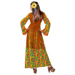 Longue robe hippie à fleurs pour soirée déguisée Peace & Love 2