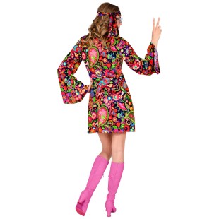 Robe hippie motifs psychédéliques pour soirée déguisée Flower Power 2