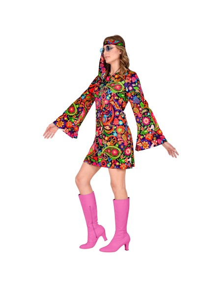 Robe hippie motifs psychédéliques pour soirée déguisée Flower Power