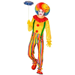 Déguisement clown mixte avec salopette colorée à bretelles