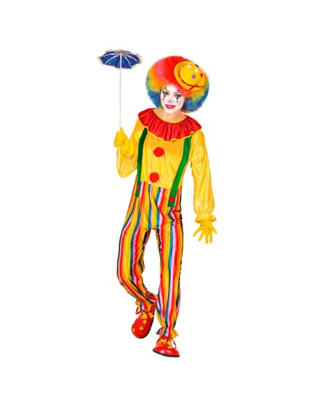 Déguisement clown mixte avec salopette colorée à bretelles