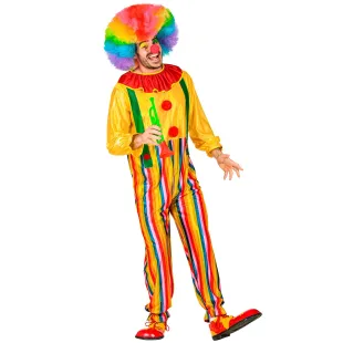 Déguisement clown mixte avec salopette colorée à bretelles 2