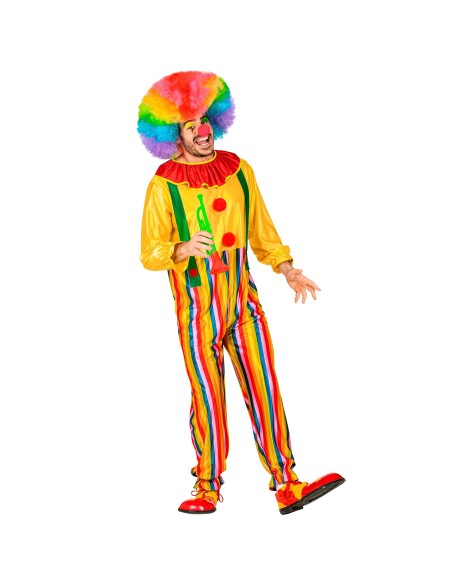Déguisement clown mixte avec salopette colorée à bretelles