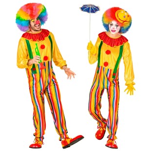 Déguisement clown mixte avec salopette colorée à bretelles
