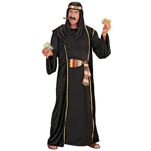 Déguisement de cheikh arabe avec longue tunique orientale noire