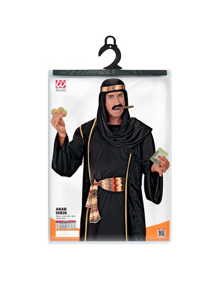 Déguisement de cheikh arabe avec longue tunique orientale noire