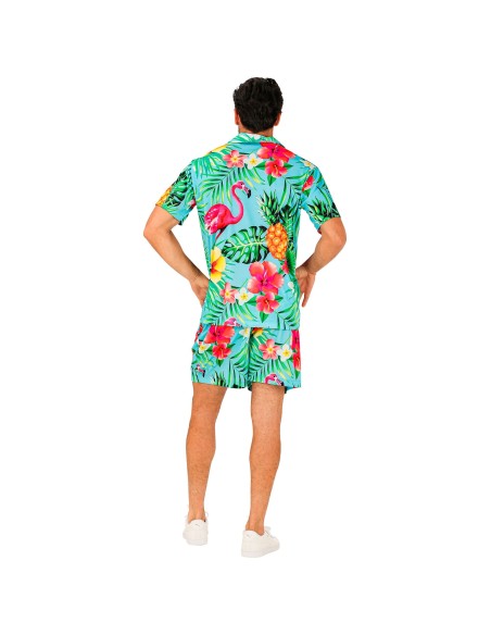 Déguisement estival summer party avec chemise et short motif tropical