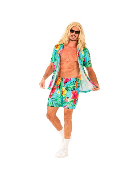 Déguisement estival summer party avec chemise et short motif tropical