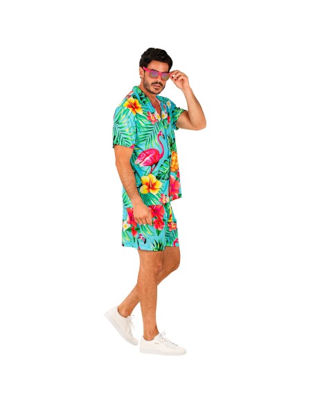 Déguisement estival summer party avec chemise et short motif tropical