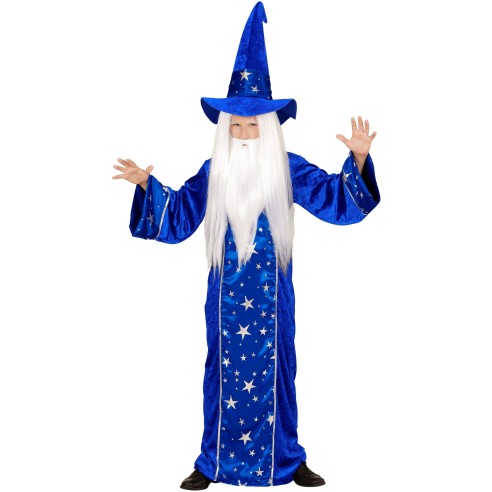 Déguisement magicien enfant bleu étoilé pour carnaval des écoles