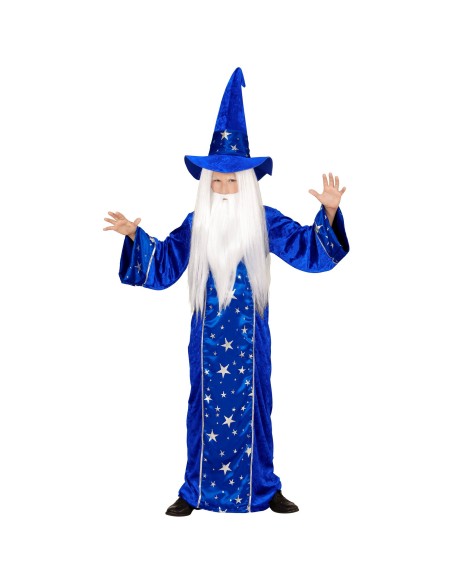 Déguisement magicien enfant bleu étoilé pour carnaval des écoles