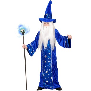 Déguisement magicien enfant bleu étoilé pour carnaval des écoles
