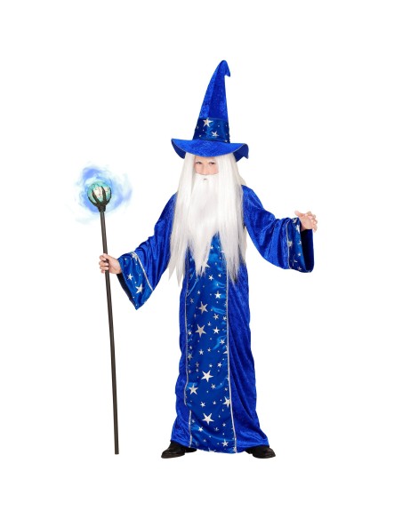 Déguisement magicien enfant bleu étoilé pour carnaval des écoles