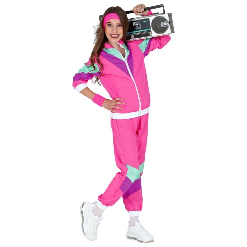 Jogging enfant rose garçon et fille thème années 80 pour carnaval