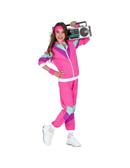 Jogging enfant rose garçon et fille thème années 80 pour carnaval