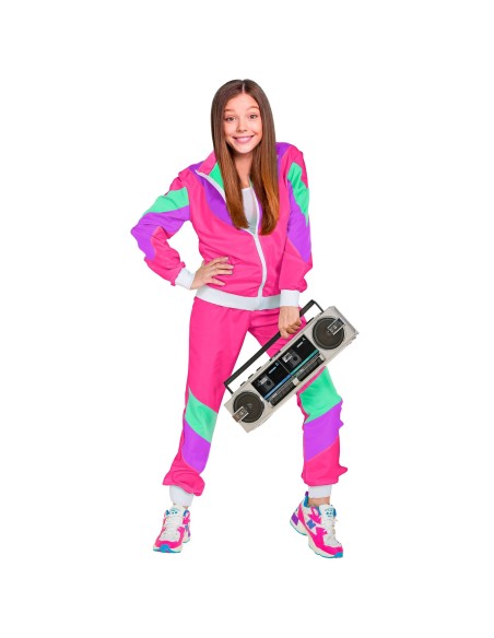 Jogging enfant rose garçon et fille thème années 80 pour carnaval