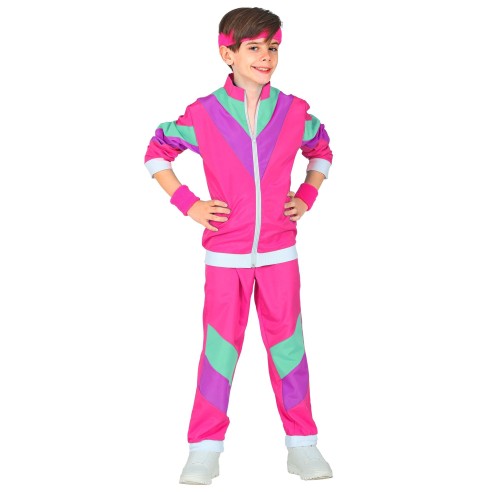 Jogging enfant rose garçon et fille thème années 80 pour carnaval