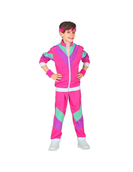 Jogging enfant rose garçon et fille thème années 80 pour carnaval