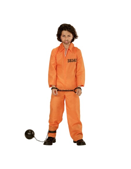 Costume enfant de prisonnier US orange déguisement de bagnard