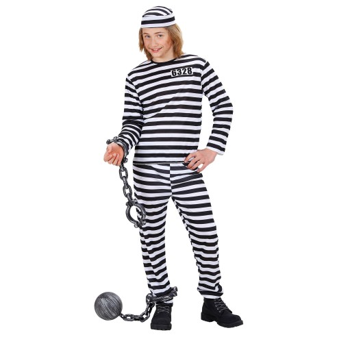 Déguisement enfant de prisonnier à rayures noires et blanches