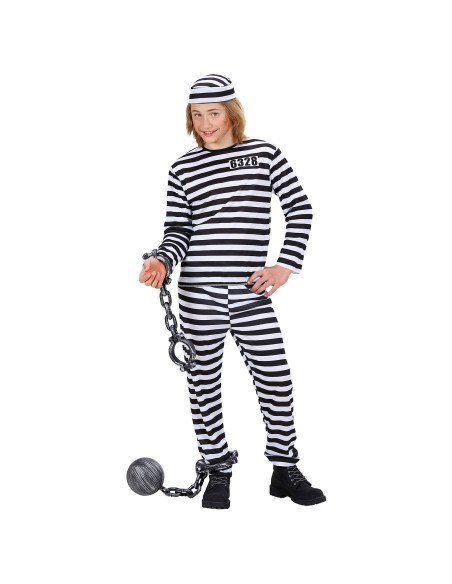 Déguisement enfant de prisonnier à rayures noires et blanches