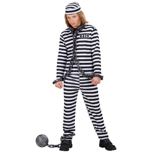 Déguisement enfant de prisonnier à rayures noires et blanches