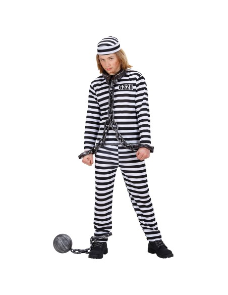 Déguisement enfant de prisonnier à rayures noires et blanches