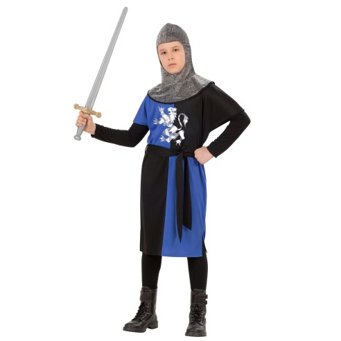 Costume de chevalier du moyen-âge bleu et noir pour enfant