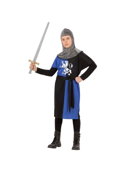 Costume de chevalier du moyen-âge bleu et noir pour enfant