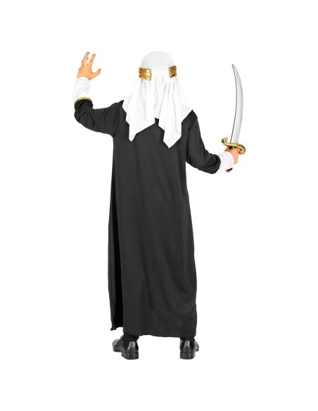 Déguisement de cheikh sultan oriental enfant avec longue tunique noire