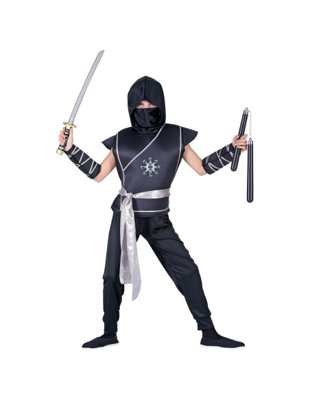Déguisement ninja noir enfant costume de guerrier japonais garçon