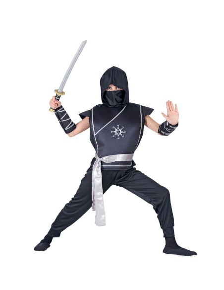 Déguisement ninja noir enfant costume de guerrier japonais garçon