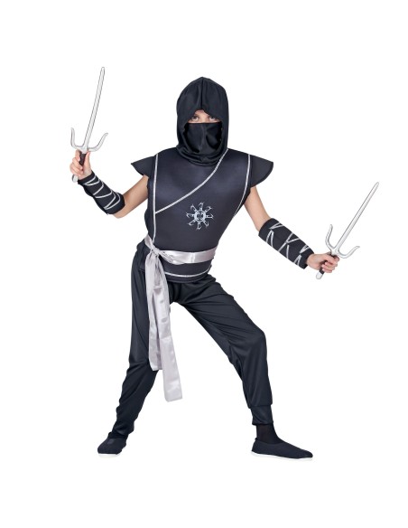 Déguisement ninja noir enfant costume de guerrier japonais garçon