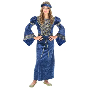 Déguisement dame renaissance bleue costume médiéval enfant 2