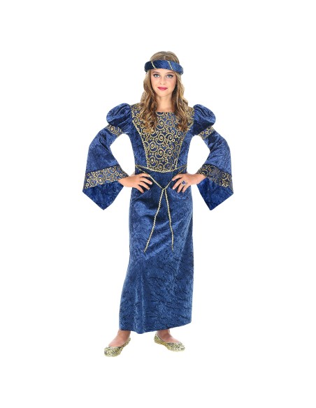 Déguisement dame renaissance bleue costume médiéval enfant