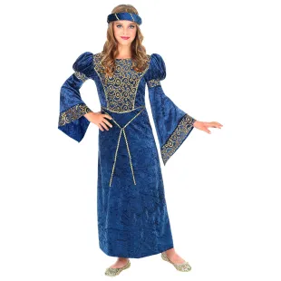 Déguisement dame renaissance bleue costume médiéval enfant