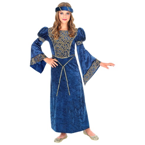 Déguisement dame renaissance bleue costume médiéval enfant