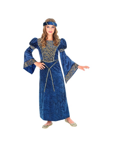 Déguisement dame renaissance bleue costume médiéval enfant