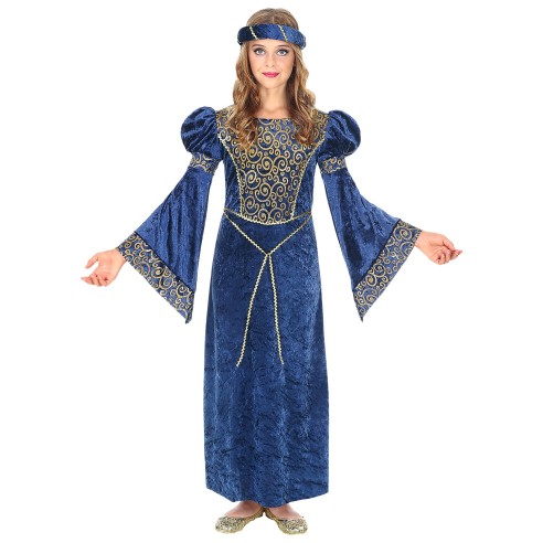 Déguisement dame renaissance bleue costume médiéval enfant