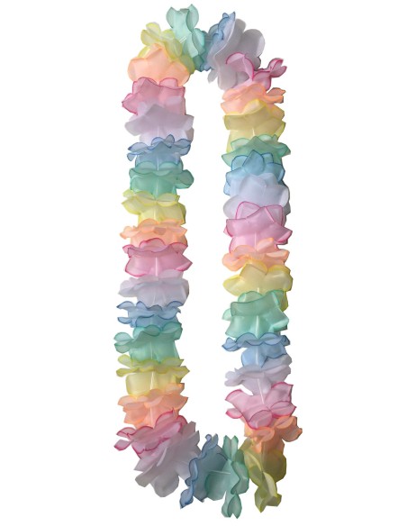 Collier Hawaïen de fleurs multicolore pour fête thème tropicale