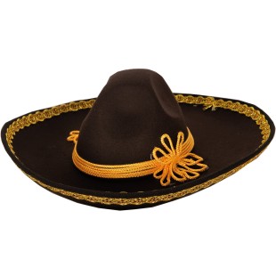 Sombrero Mexique noir et or pour déguisement de sud-américain